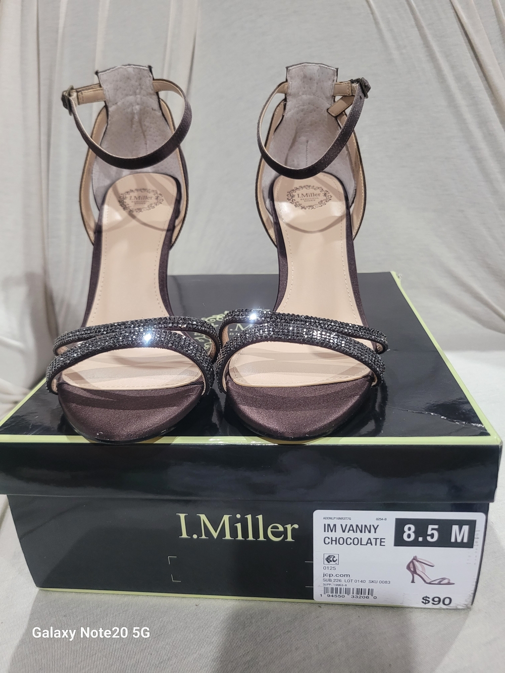 I. Miller "IM VANNY" Chocolate Rhinestone Strap Heels Sandals NIB Size 8.5M